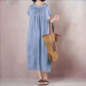 Summer sun dress light weight blue pleated…